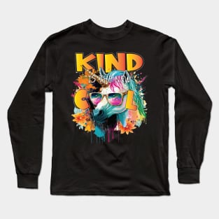 Cute Kind Is The New Cool Friendship Be Kind Unicorn Fantasy Long Sleeve T-Shirt